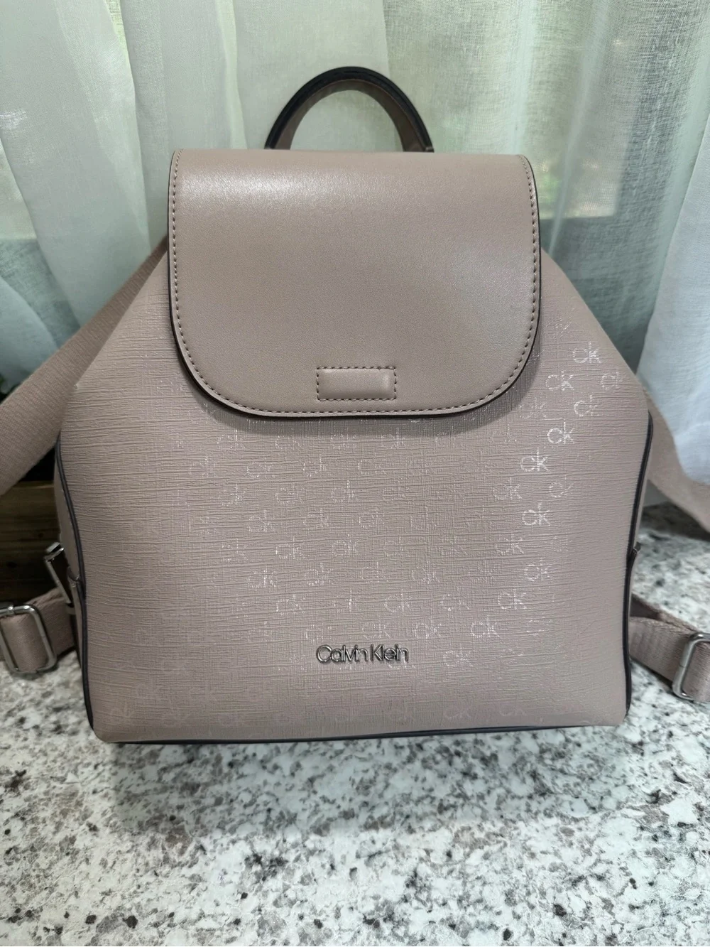 Calvin Klein Blush Pink Logo-Print Backpack